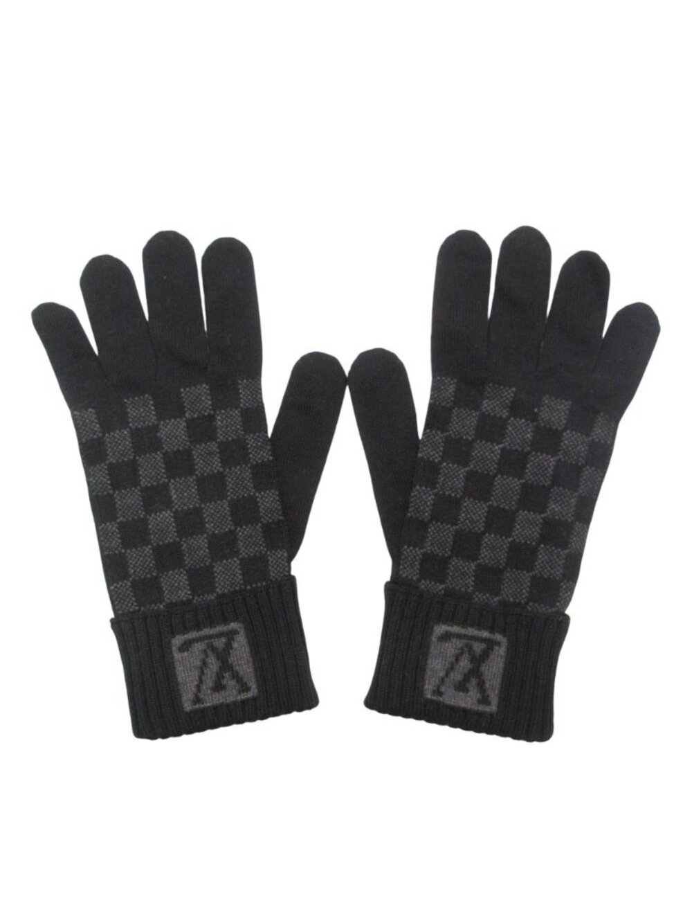 Louis Vuitton Gloves Petit Damier Graphite Logo Black